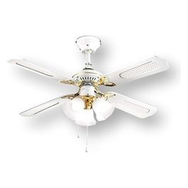 Perenz 7060B Ventilatore da Soffitto a 4 Pale luce Vetro Satinato Bianco