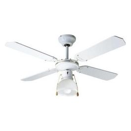 7064B Ventilatore da Soffitto 4 Pale con Kit Luce Diametro 105cm Colore Bianco per Ambienti Moderni ed Eleganti