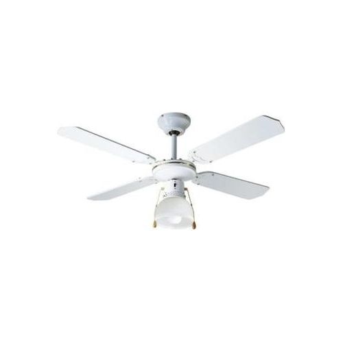 7064B Ventilatore da Soffitto 4 Pale con Kit Luce Diametro 105cm Colore Bianco per Ambienti Moderni ed Eleganti