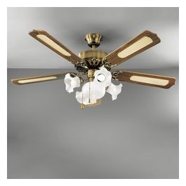 ventilatore da soffitto 7066ob con 5 pale di 130 cm e kit luce in ottone brunito