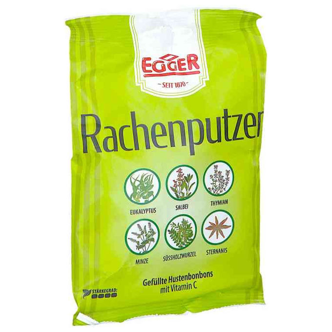 Pez Bioegger, Caramelle Ripiene Rachenputzer, per Tosse e Raucedine, con Vitamina C, 75g