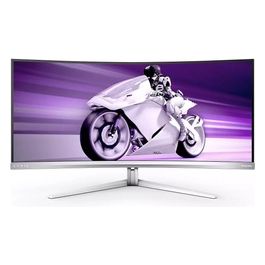 Evnia 34M2C8600 Monitor da gioco curvo WQHD da 34 pollici, 175 Hz, Ambiglow, HDR400, FreeSync Premium Pro, G-Sync Comp. (3440x1440, 0,1 ms GtG, HDMI, DisplayPort, USB-C, hub USB) grigio/bianco