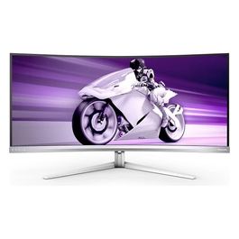 Evnia 34M2C8600 Monitor da gioco curvo WQHD da 34 pollici, 175 Hz, Ambiglow, HDR400, FreeSync Premium Pro, G-Sync Comp. (3440x1440, 0,1 ms GtG, HDMI, DisplayPort, USB-C, hub USB) grigio/bianco