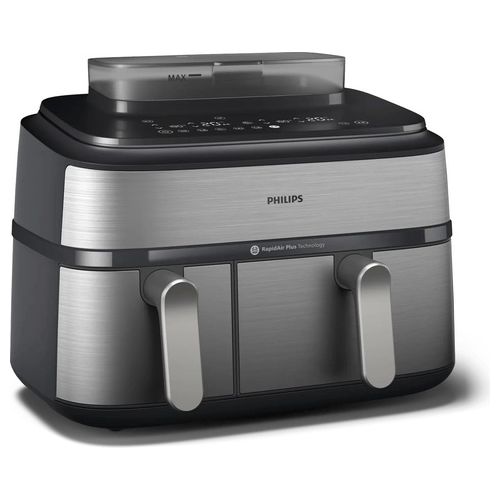 NA555/00 Serie 5000 Friggitrice ad aria 9L 2750W Doppio Cestello 19 Programmi Cottura a Vapore colore Argento