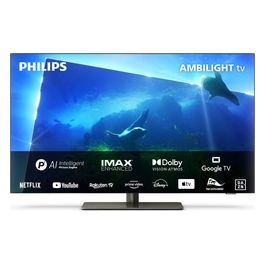 Ambilight OLED818 Tv 48 pollici Smart 4K OLED TV UHD e HDR10 120Hz Dolby Atmos Altoparlanti 40W Compatibile con Assistente Google e Alexa