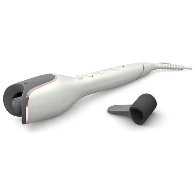 Philips arricciacapelli automatico BHB878-00, MoistureProtect, ceramica e cheratina, ionico, 27 opzioni styling, Bianco