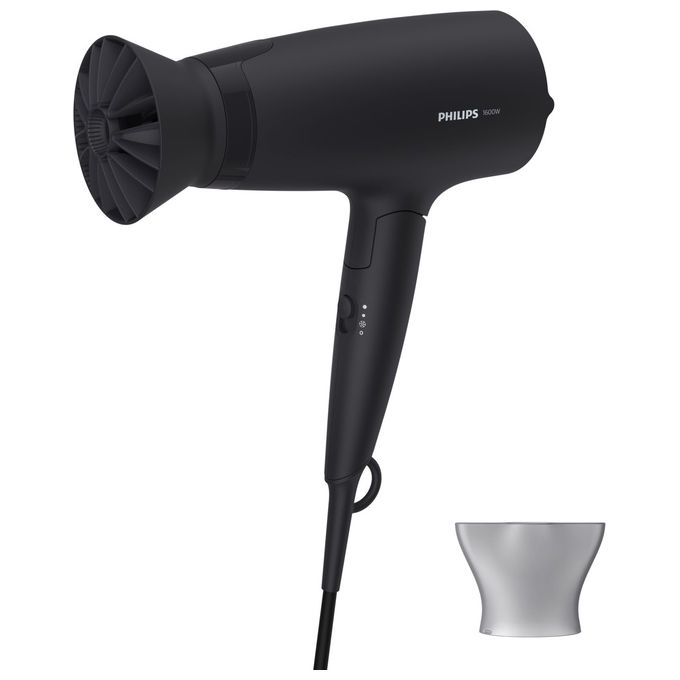 Philips asciugacapelli serie 3000 BHD308-10 1600W ThermoProtect manico pieghevole 3 velocita' getto aria fredda nero
