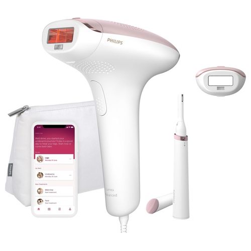 Lumea Advanced BRI920 - Epilatore luce pulsata IPL, 5 livelli di intensità, testina corpo 4 cm² + testina sopracciglia, utilizzo su corpo e bikini, alimentazione da rete, sensore pelle, filtro UV, Colore bianco/rosa