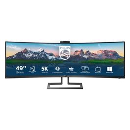 Monitor Curvo 49", 499P9H, Gaming Superwide 32:9, risoluzione 5120*1440, Adaptive Sync, HDR 400, Multiview con KVM Switch integrato, Docking station USB-C, Microfono, Low Blue, Vesa, Nero