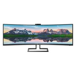 PHILIPS Monitor Curvo 49", 499P9H, Gaming Superwide 32:9, risoluzione 5120*1440, Adaptive Sync, HDR 400, Multiview con KVM Switch integrato, Docking station USB-C, Microfono, Low Blue, Vesa, Nero