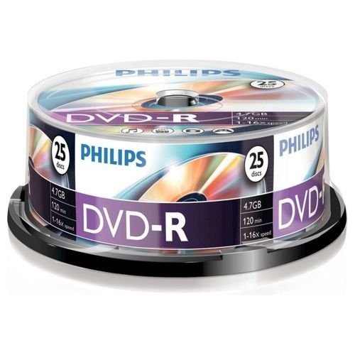 Philips Dvd-R 16X 120M 4.7Gb Confezione 25 Pezzi aCampana