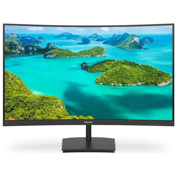 Image of PHILIPS 241E1SC 24'' Monitor Curvo AMD Freesync 75 Hz LED VA FHD, 4ms, 3 Side Frameless, Low Blue Mode, Flicker Free, HDMI, VGA, VESA, Nero