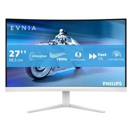 Evnia 27M2C5201L - Monitor gaming curvo FHD da 27 pollici 180 Hz 1 ms GtG FreeSync Prem. (1920x1080 2x HDMI 2.0 1x DP 1.4) bianco