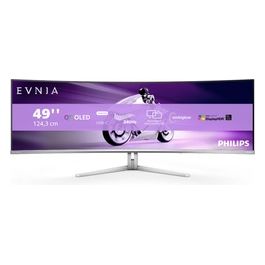 Evnia 49M2C8900 - Curved Gaming Monitor QD OLED da 49 pollici, 240 Hertz, 0,03 ms GtG, HDR400, Ambiglow (5120x1440, HDMI 2.1, DisplayPort 1.4, USB-C, USB Hub) bianco