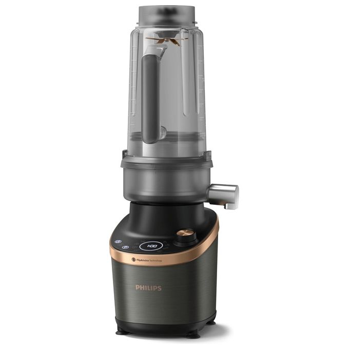Frullatore e centrifuga PHILIPS FLIP&JUICE™ HR3770/00, 1500W, recipiente graduato da 2l, 12 velocità, lame ProBlend Ultra, programma tritaghiaccio autopulizia, spatola in dotazione
