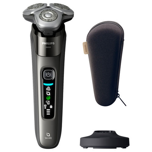 X9002/10 i9000 Rasoio elettrico rotante Wet & Dry SkinIQ 3 testine autonomia 50 min colore Grigio
