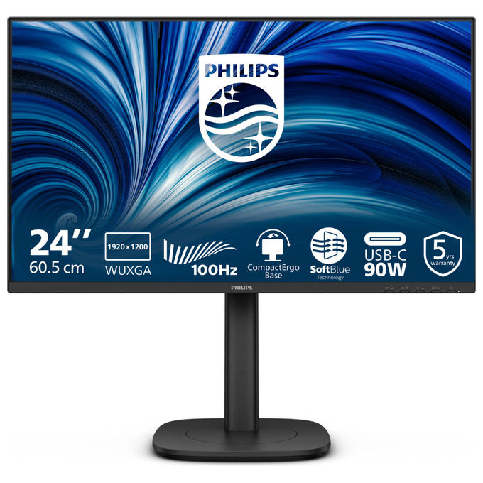 Philips, Monitor PC 24B2U3301D, 24.1'' WUXGA LCD, Nero