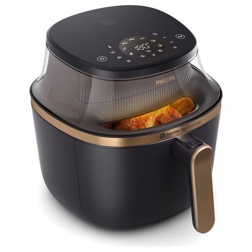 NA342/00 Friggitrice ad Aria Multifunzione Capacità 7.2 Litri Potenza 2000 Watt Controllo Touch colore Nero e Oro
