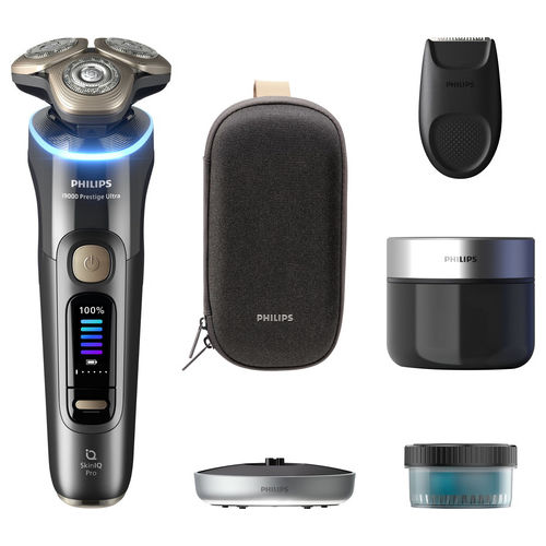 XP9402/31 i9000 Prestige Ultra Rasoio elettrico Rotativo Wet Dry 3 testine autonomia 60 min colore Grigio