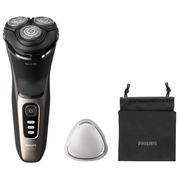 Image of Philips S3242-12 Rasoio Elettrico Wet e Dry Ricaricabile Autonomia 60 min colore Nero Oro Shaver 3000