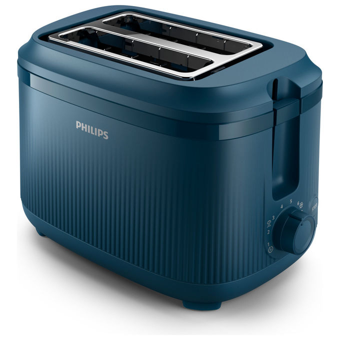 Tostapane PHILIPS Serie 3000 HD2511/70, Potenza 830 W, Numero di fessure per tostare 2, Livelli tostatura 8 , Sistema sollevamento, Funzione scongelamento, Raccoglitore briciole, Blu