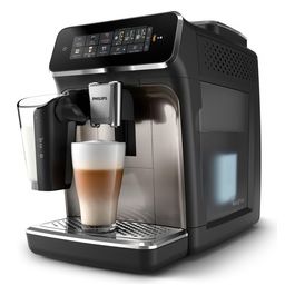 Serie 3300 EP3347/90 Macchina da caffè automatica Display touch screen a colori LatteGo SilentBrew Macinacaffè in ceramica al 100% Filtro AquaClean Cromato nero