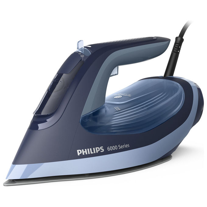 Philips, Ferro da Stiro a Vapore, Serie 6000 OptimalTemp, 2600W, SteamGlide Plus, Blu