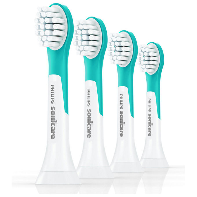 Philips, Sonicare For Kids HX6034-90, Testine di Ricambio, Bambini, Da 3 Anni, 4 Pezzi, Blu e Bianco