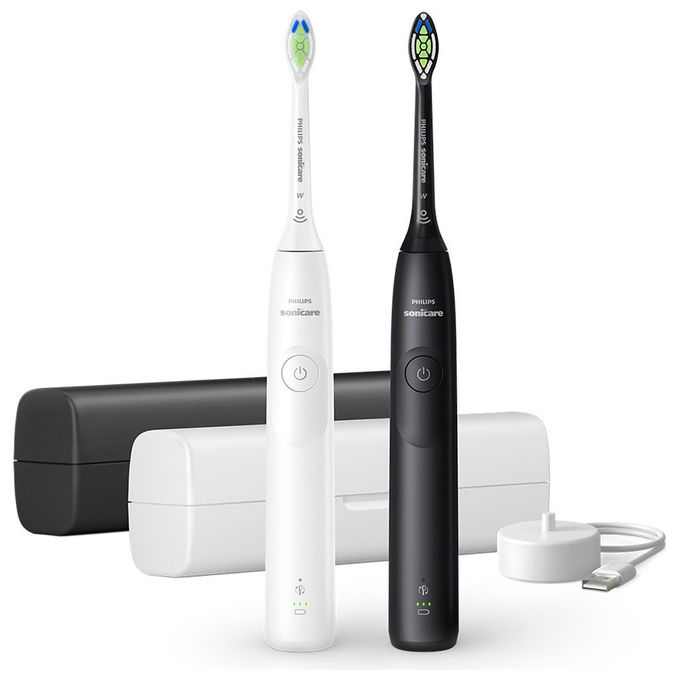 Philips HX7109-01 Spazzolino Elettrico Sonico 2 Intensita' Sensore Pressione Bianco e Nero
