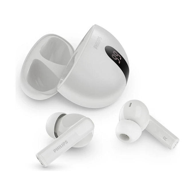 Philips auricolari true wireless TAT2520WT-00 cancellazione attiva del rumore bluetooth 5.4 autonomia 20 ore IPX4 bianco