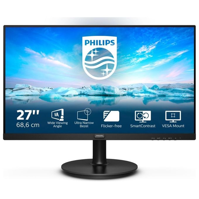 PHILIPS 271V8L Monitor 27'' LED VA Full HD, 1920 x 1080, Gaming Adaptive Sync, 75 Hz, HDMI, VGA, attacco VESA, Nero 