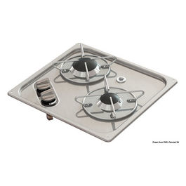 piano cottura incasso acciaio inox 2 fuochi 2750w 323x353mm modello 50.102.44
