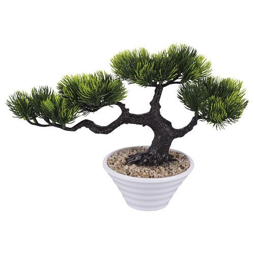 Piantina artificiale bonsai h. 23 cm, vaso in cemento, Garden