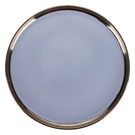 Piatto frutta azzurro polvere in gres bordo effetto metallizzato, Bilbao