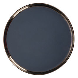 Piatto frutta grigio scuro in gres bordo effetto metallizzato, Bilbao