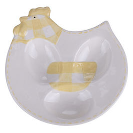 Piatto porta uova in ceramica, White Animals