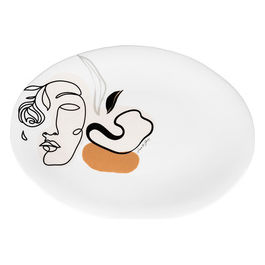 Piatto da portata ovale in ceramica Face to Grey