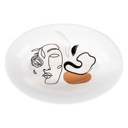 Piatto da portata ovale in ceramica Face to Grey