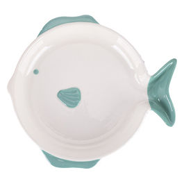 Piatto portata tondo in ceramica l. 26 cm, stile coastal, Paranza