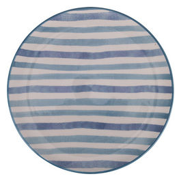 Piatto tondo da portata  32 cm in ceramica, stile ink drawing, Paranza Righe