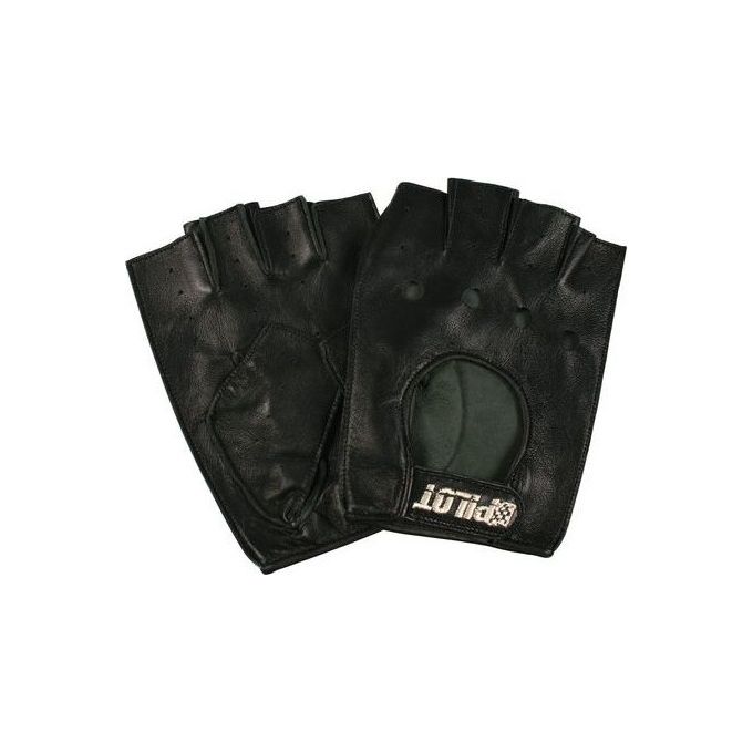 Pilot  -2, guanti guida mezze dita - L - Nero