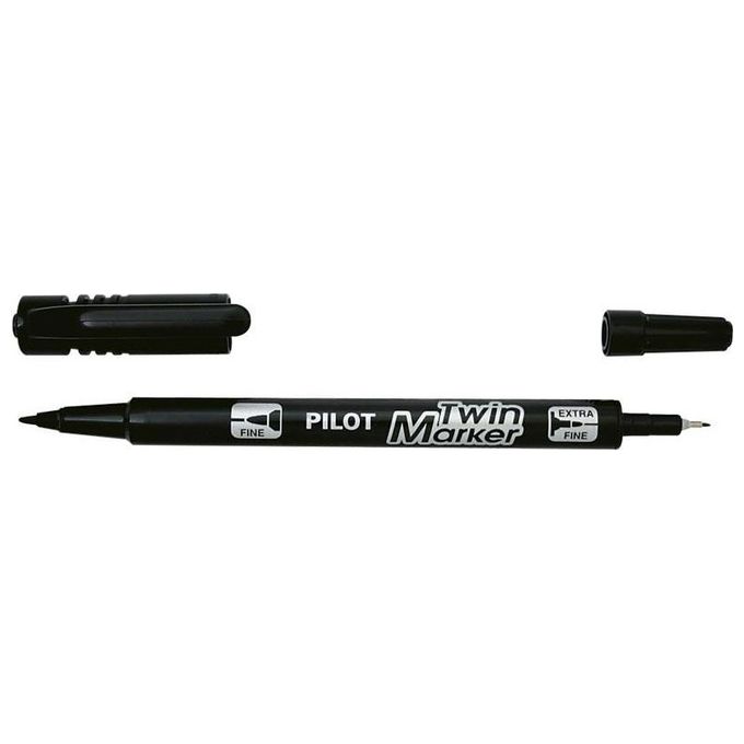 Pilot 040315 Twin Marcatore Permanente a Doppia Punta 0,3-0,5 mm con Inchiostro a Base Alcolica colore Nero