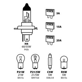 Pilot Kit lampade riserva 8 pz, alogena H4 12V