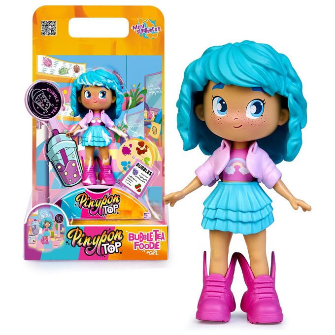 Pinypon TOP Bambola Bubble Tea Articolata con Accessori Intercambiabili 4+ Anni