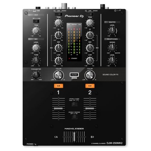 Pioneer Djm 250 Mk2 Mixer Dj 2 Canali con Scheda Audio Integrata per Rekordbox Sound Colour Fx Fader Magvel