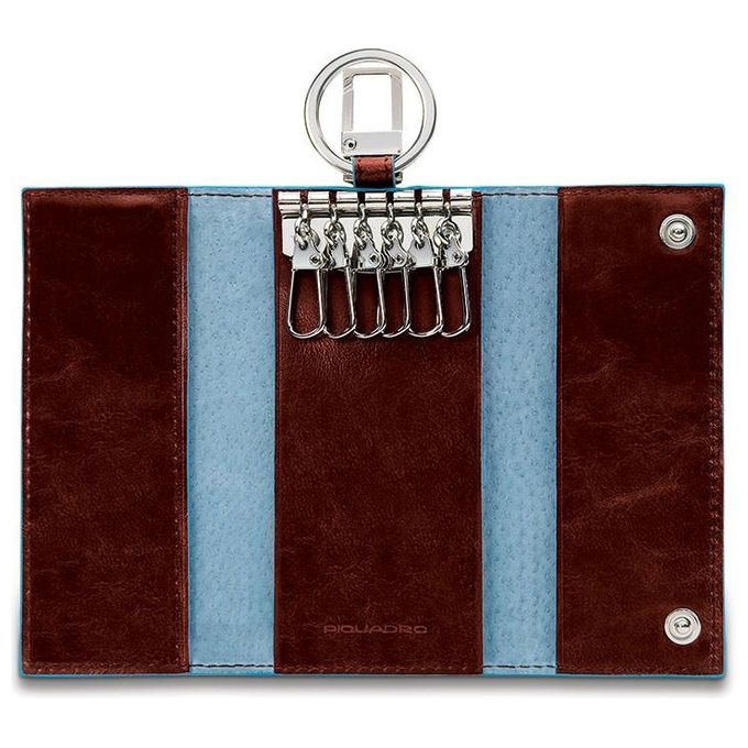 Piquadro PC1397B2 Portachiavi Collezione Blu Square Mogano