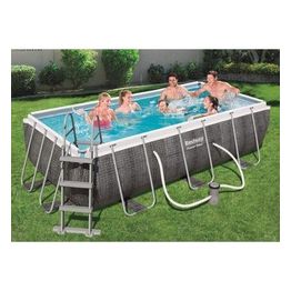 Bestway 56722 Piscina Power Steel Rettangolare 404x201x100 cm colore Rattan grigio scuro con pompa filtro