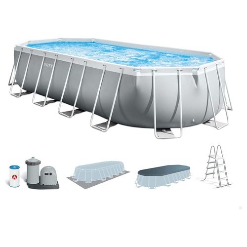 Piscina 26798 Prisma Metal Frame Ovale con Filtro A3, dimensioni 610x305x122 cm