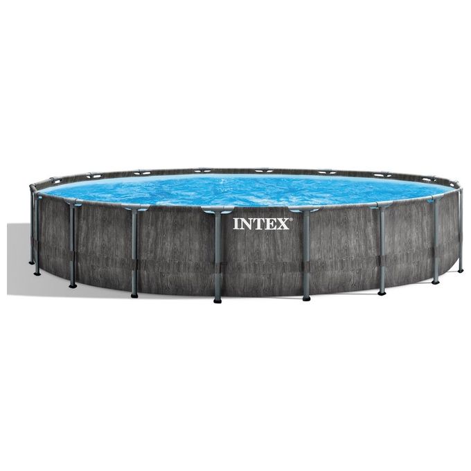 INTEX Piscina Prism Greywood 549x122 cm con pompa filtro scaletta telo base e telo copertura per un'estate all'insegna del divertimento