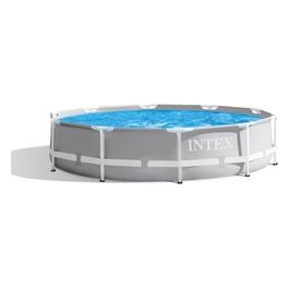 Intex 26700NP Piscina Fuori Terra Prisma Frame Rotonda 4485 L Acciaio e PVC Grigio 305x76 cm 305x76 cm Senza Filtro